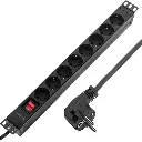 Regleta de enchufes PVC para armario rack 19" 1U con 8 schuko e interruptor