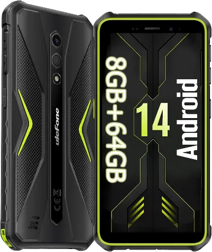 Ulefone Armor X12 Pro Smartphone Resistente Android 14, 8 GB + 64 GB/TF-256GB, IP68/69K Movil Resistente Agua y Golpes 4G Doble SIM, Batería de 4860mAh, 13 MP + 8 MP, Wi-Fi de 5 GHz/NFC/OTG/GPS/Verde 